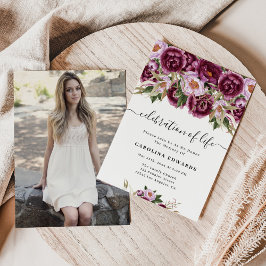 Elegantes Lila Foto - Gedenkfeier Einladung