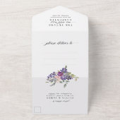 Elegantes Lila Foto mit floralen Wasserfarben Hoch All In One Einladung (Außenbereich)