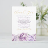 Elegantes Lila Foto Quinceañera Dankeskarte (Stehend Vorderseite)