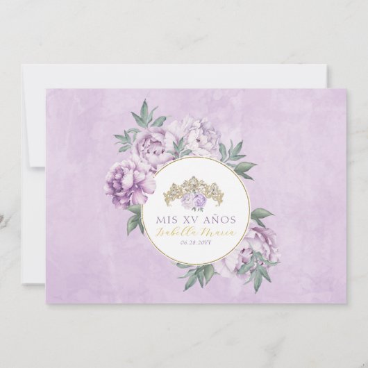 Elegantes Lila Foto Quinceañera Save The Date (Rückseite)