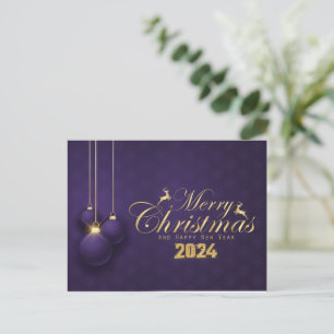 Elegantes Lila Frohe Weihnachten, schöne Feiertage Feiertagspostkarte