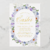 Elegantes Lila Frühlingsbrunch Folieneinladung (Vorderseite)