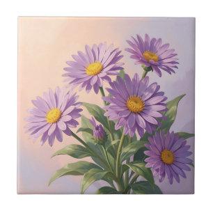 Elegantes lila Gänseblümchen-Bouquet Fliese