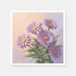 Elegantes lila Gänseblümchen-Bouquet Serviette