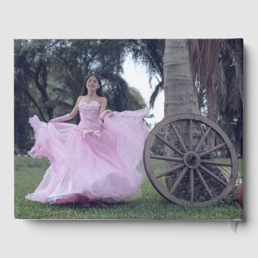 Elegantes Lila Gästebuch in Quinceñera (Rückseite)