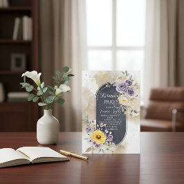 Elegantes Lila Gelb Gold Blumen-Wasserfarben-Retir Einladung