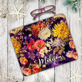 Elegantes, lila-gelbes Blumenmuster Mousepad