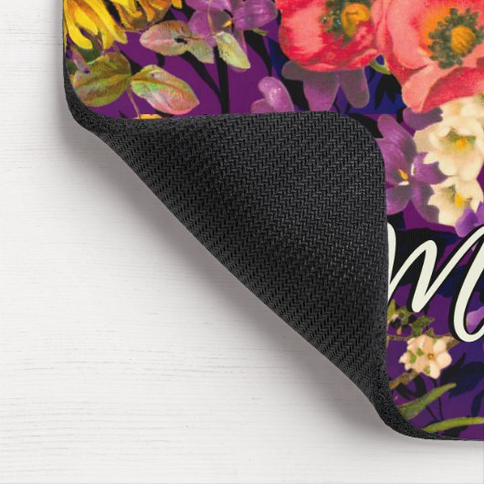 Elegantes, lila-gelbes Blumenmuster Mousepad (Ecke)