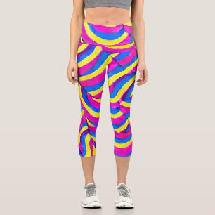 Elegantes, lila-gelbes Muster in Aquarellfarbe Capri Leggings