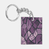 Elegantes Lila geometrisches Glasdesign Schlüsselanhänger (Vorderseite links)