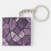Elegantes Lila geometrisches Glasdesign Schlüsselanhänger (Rückseite)