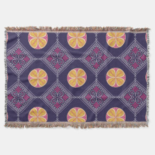 Elegantes Lila Gewebe mit gelbem Blumenmuster Decke