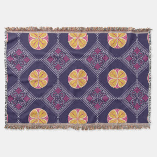 Elegantes Lila Gewebe mit gelbem Blumenmuster Decke