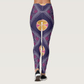 Elegantes Lila Gewebe mit gelbem Blumenmuster Leggings (Rückseite)