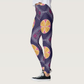 Elegantes Lila Gewebe mit gelbem Blumenmuster Leggings (Links)