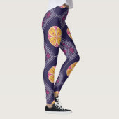 Elegantes Lila Gewebe mit gelbem Blumenmuster Leggings (Rechts)