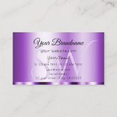 Elegantes Lila Glamour mit Initials Stilvoll Visitenkarte (Rückseite)
