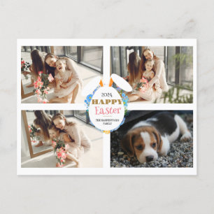 Elegantes Lila glückliches Ostereier Eizellen Fami Feiertagspostkarte