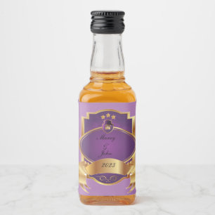 Elegantes lila Gold Alkoholflaschenetikett