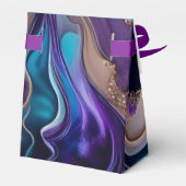 Elegantes Lila Gold & Aqua Monogramm Geschenkschachtel (Rückseite)