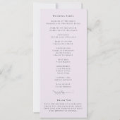 Elegantes lila-gold-blumiges Hochzeitsprogramm (Rückseite)