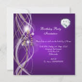 Elegantes Lila Gold Champagne Diamond Party Einladung (Rückseite)