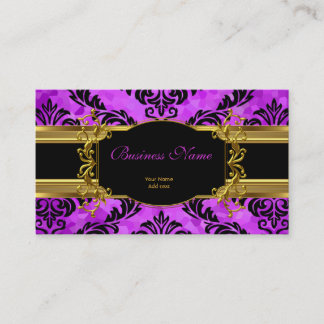 Elegantes Lila Gold Damask Blumenprofil Visitenkarte