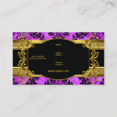 Elegantes Lila Gold Damask Blumenprofil Visitenkarte (Rückseite)