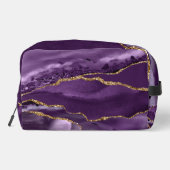 Elegantes Lila Gold Glitzer Agate Dopp Kit Waschbeutel (Rückseite)