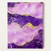 Elegantes Lila-Gold-Glitzer-Agate-Monogramm Planer (Rückseite)