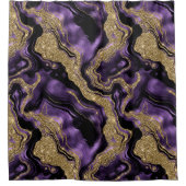 Elegantes Lila-Gold-Glitzer-Muster Duschvorhang (Vorderseite)