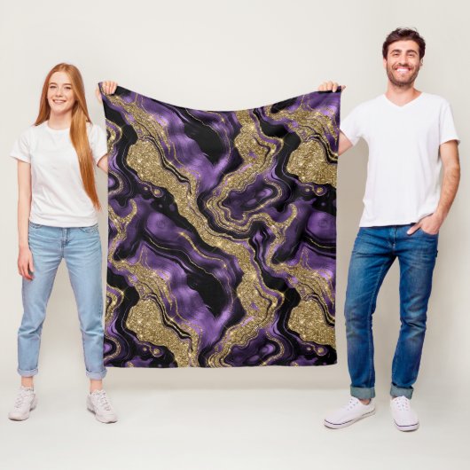 Elegantes Lila-Gold-Glitzer-Muster Fleecedecke (Beispiel)