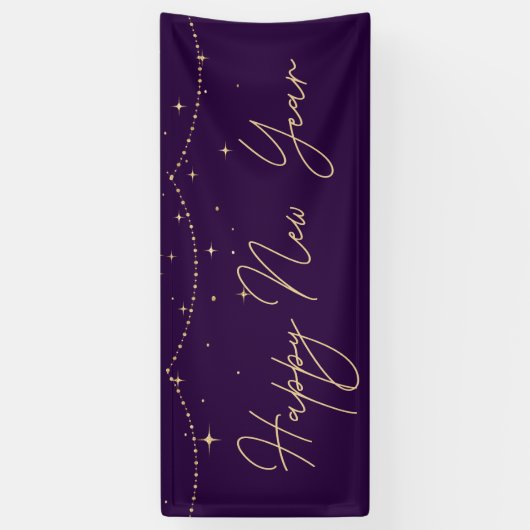 Elegantes Lila Gold Happy New Year Banner (Vertikal)