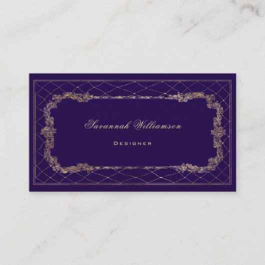 Elegantes Lila Gold individuell anpassbar Visitenkarte (Vorderseite)