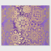 Elegantes Lila Gold Mandala Muster Geschenkpapier (Flach)