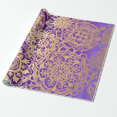 Elegantes Lila Gold Mandala Muster Geschenkpapier (Ungerollt)