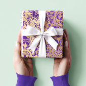 Elegantes Lila Gold Mandala Muster Geschenkpapier