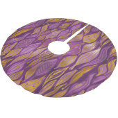 Elegantes Lila Gold Metallic Shiny Foliage Muster Polyester Weihnachtsbaumdecke (Schrägansicht)