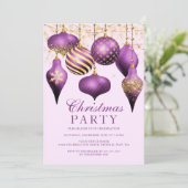 Elegantes Lila Gold Ornaments Weihnachts-Party Einladung (Stehend Vorderseite)