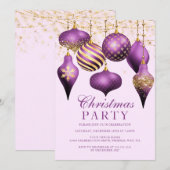 Elegantes Lila Gold Ornaments Weihnachts-Party Einladung (Vorne/Hinten)