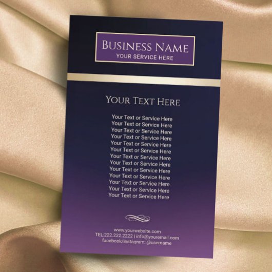 Elegantes Lila & Gold Schönheitssalon & Wellness-C Flyer