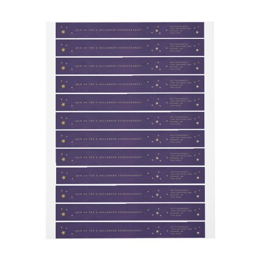 Elegantes Lila+Gold-Stars-Wraparound-Adressetikett (Bogen)