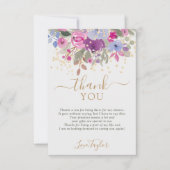 Elegantes Lila Gold Winter Floral Brautparty Dankeskarte (Vorderseite)