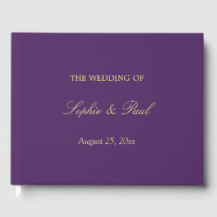 Elegantes Lila Golden Beige Wedding Gästebuch
