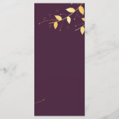 Elegantes Lila Golden Blätter Wedding Menu Programm (Rückseite)