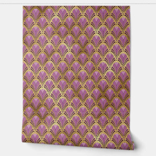 Elegantes lila-goldenes Art Deco Peel and Stick Tapete