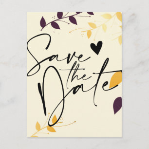 Elegantes Lila Goldenes Blätter Save the Date Anno Ankündigungspostkarte