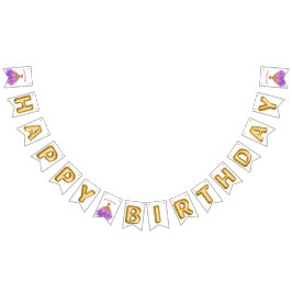 Elegantes Lila Goldkleid Geburtstag Wimpelkette