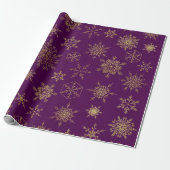 Elegantes Lila Goldschneeflocken-Muster Wrapping P Geschenkpapier (Ungerollt)