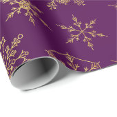 Elegantes Lila Goldschneeflocken-Muster Wrapping P Geschenkpapier (Rolleneckpunkt)
